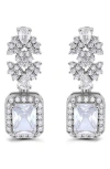 Christian Siriano Emerald Cut Cubic Zirconia Drop Earrings In Silver