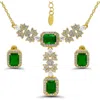 Christian Siriano Emerald Cut Cubic Zirconia Pendant Necklace & Stud Earrings Set In Multi