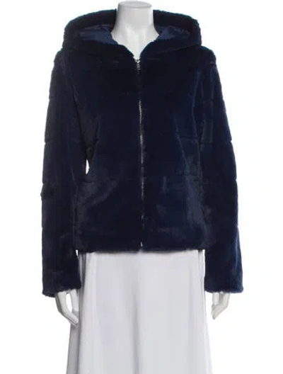 Pre-owned Christian Siriano Faux Fur Coat In Blue