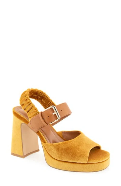 Christian Siriano Finzee Block Heel Platform Sandal In Yellow