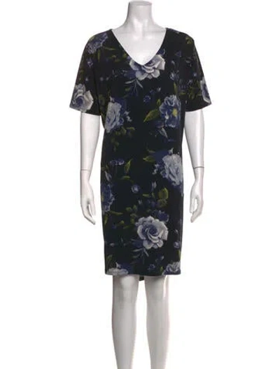 Pre-owned Christian Siriano Floral Print Knee-length Dress In Black
