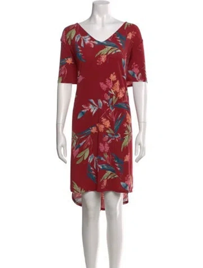 Pre-owned Christian Siriano Floral Print Knee-length Dress In Red
