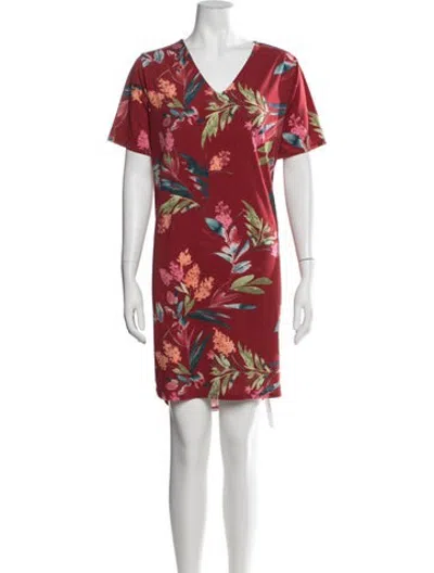 Pre-owned Christian Siriano Floral Print Knee-length Dress In Red