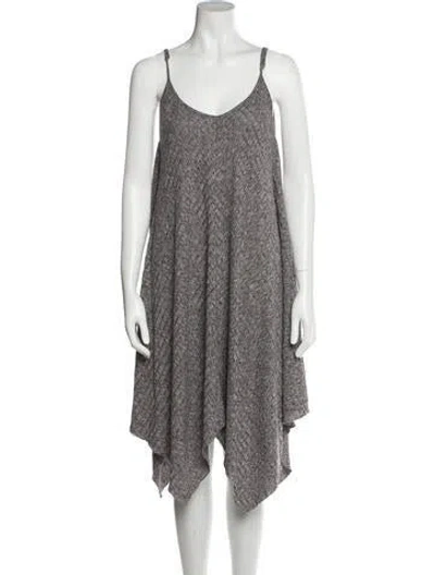 Pre-owned Christian Siriano Floral Print Midi Length Dress In Gray