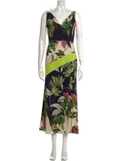 Pre-owned Christian Siriano Floral Print Midi Length Dress In Multi