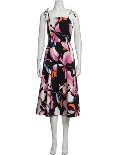 Pre-owned Christian Siriano Floral Print Midi Length Dress In Multicolor