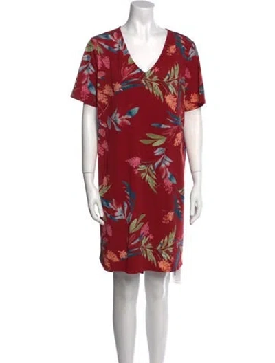 Pre-owned Christian Siriano Floral Print Mini Dress In Burgundy