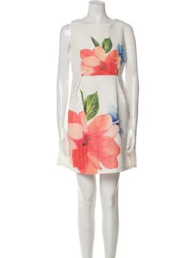 Pre-owned Christian Siriano Floral Print Mini Dress In Neutral