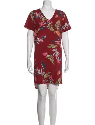 Pre-owned Christian Siriano Floral Print Mini Dress In Red