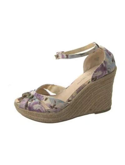 Pre-owned Christian Siriano Floral Print Slingback Pumps In Multi