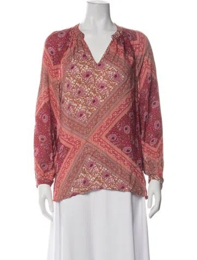 Pre-owned Christian Siriano Floral Print V-neck Blouse In Multi