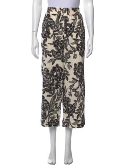 Pre-owned Christian Siriano Floral Print Wide Leg Pants In Neutral