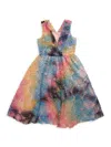 Christian Siriano Little Girl's & Girl's Tie-dye Ruffle-trim Dress In Neutral