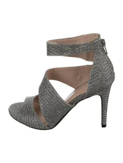 Pre-owned Christian Siriano Glitter Patterned Sandals In Silver