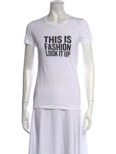 Pre-owned Christian Siriano Graphic Print Crew Neck T-shirt In White