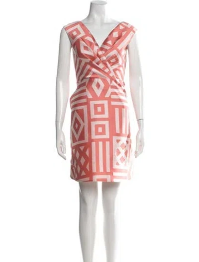 Pre-owned Christian Siriano Graphic Print Mini Dress In Pink