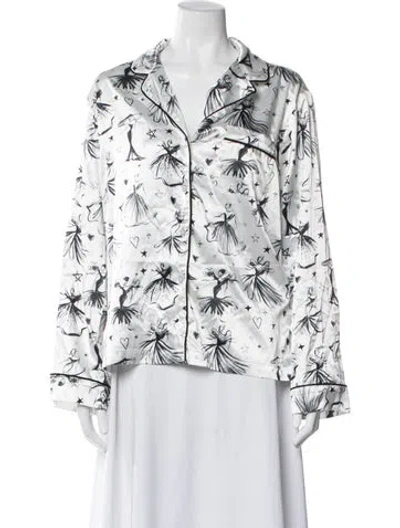 Pre-owned Christian Siriano Graphic Print Pajamas In White