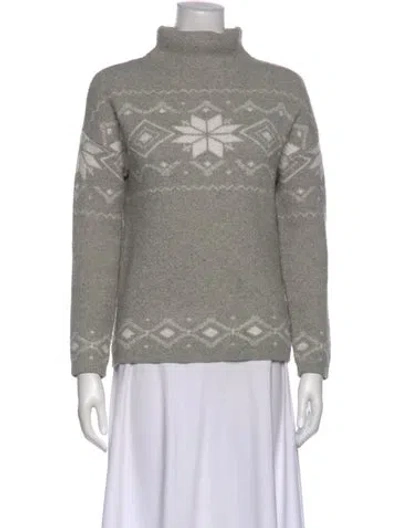 Pre-owned Christian Siriano Graphic Print Turtleneck Sweater In Gray