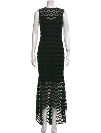 Pre-owned Christian Siriano Lace Pattern Long Dress In Black