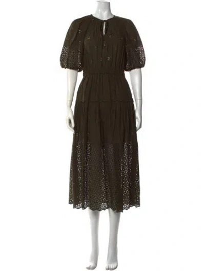 Pre-owned Christian Siriano Lace Pattern Long Dress In Green