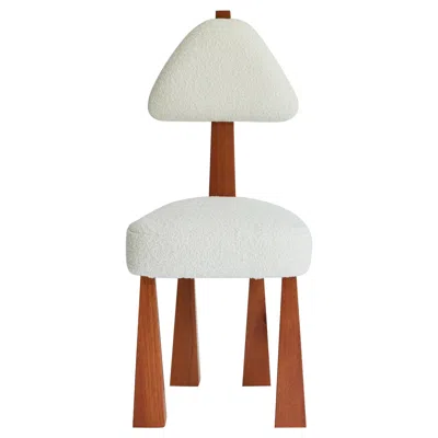 Pre-owned Christian Siriano Lana Dining Chair, Ivory Bouclé & Wood Chair By  In White