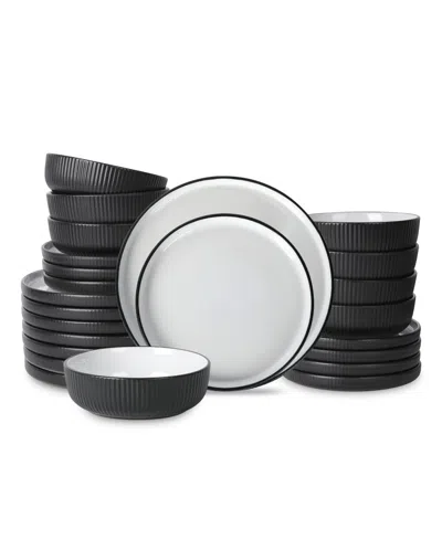 Christian Siriano Laro Stoneware 24 Pc. Dinnerware Set, Service For 8 In Black