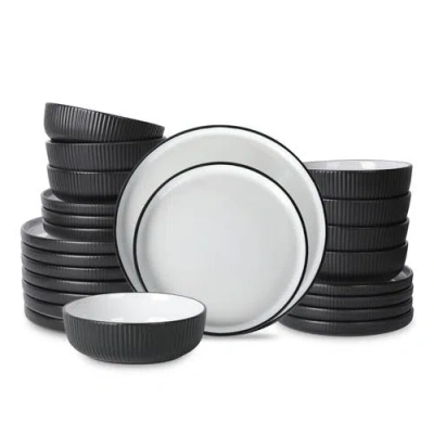 Christian Siriano Laro Stoneware 24-piece Dinnerware Set In Black