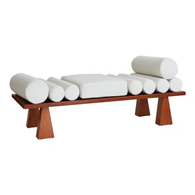 Pre-owned Christian Siriano Lennon Daybed, Ivory Bouclé & Wood Daybed By  In White