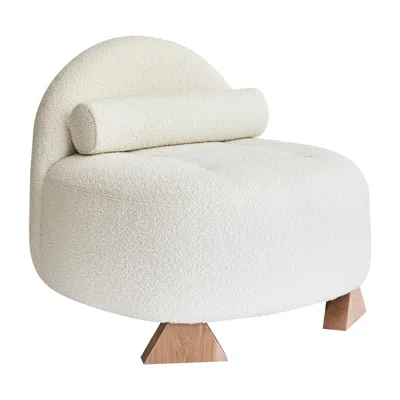 Pre-owned Christian Siriano Lilian Club Chair, Ivory Bouclé Lounge Chair By  In White