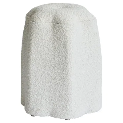 Pre-owned Christian Siriano Lily Stool, Ivory Bouclé Stool By  In White