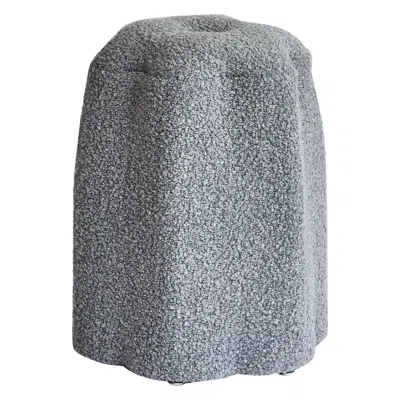 Pre-owned Christian Siriano Lily Stool, Light Gray Bouclé Stool By
