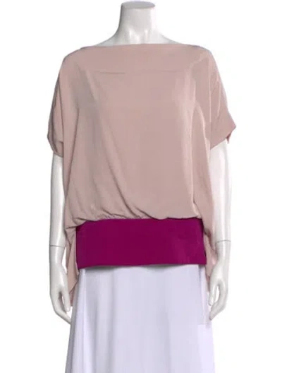 Pre-owned Christian Siriano Linen Bateau Neckline Blouse In Pink