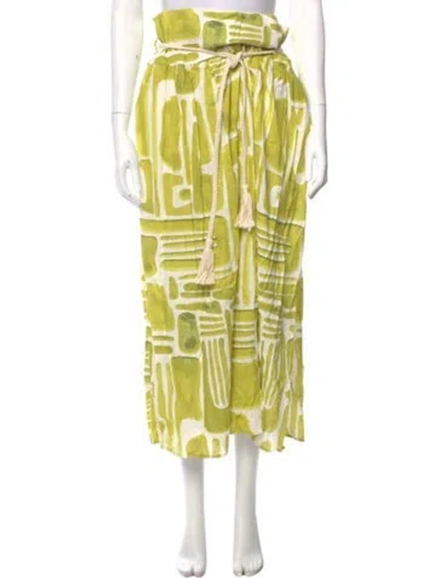Pre-owned Christian Siriano Linen Midi Length Skirt W/ Tags In Green