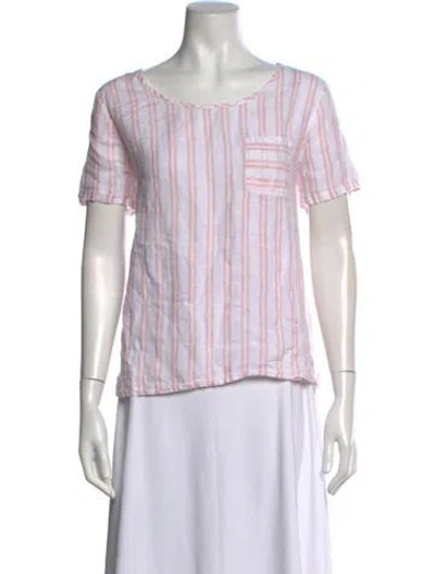 Pre-owned Christian Siriano Linen Striped Top In Grey/white