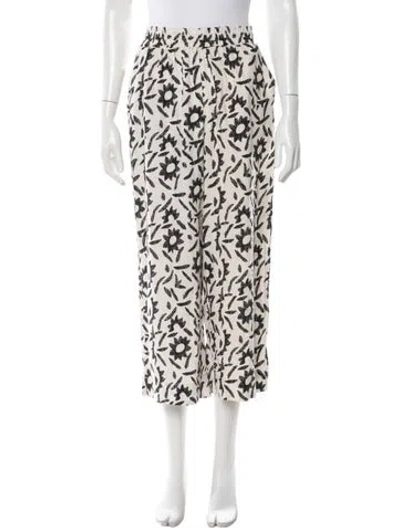 Pre-owned Christian Siriano Linen Wide Leg Pants In White