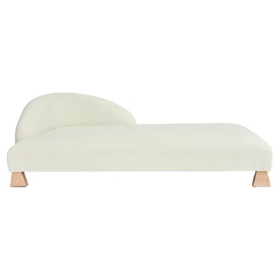 Pre-owned Christian Siriano Lisette Chaise, Ivory Bouclé & Maple Chaise By  In White