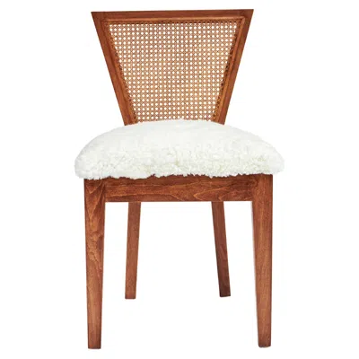 Pre-owned Christian Siriano Lois Dining Chair, Shearling & Ratan By  In Brown
