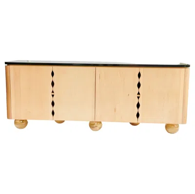 Pre-owned Christian Siriano London Media Cabinet, Black Lacquer And Maple Cabinet By
