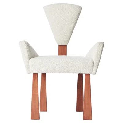 Pre-owned Christian Siriano Lucien Dining Chair, Ivory Bouclé & Wood By  In White