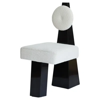 Pre-owned Christian Siriano Lula Chair, Ivory Bouclé & Black Lacquer By  In White