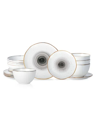 Christian Siriano Luma Porcelain 16 Pc. Dinnerware Set, Service For 4 In Black