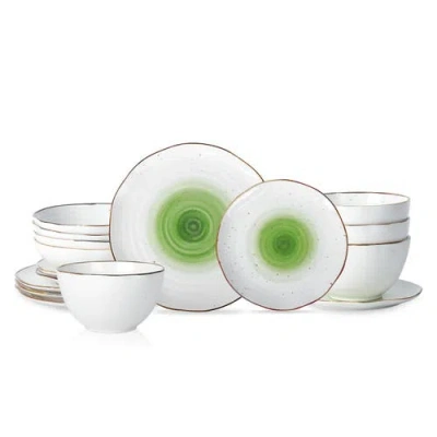 Christian Siriano Luma Porcelain 16-piece Dinnerware Set In Green