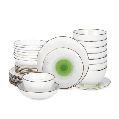 Christian Siriano Luma Porcelain 32-piece Dinnerware Set In Green