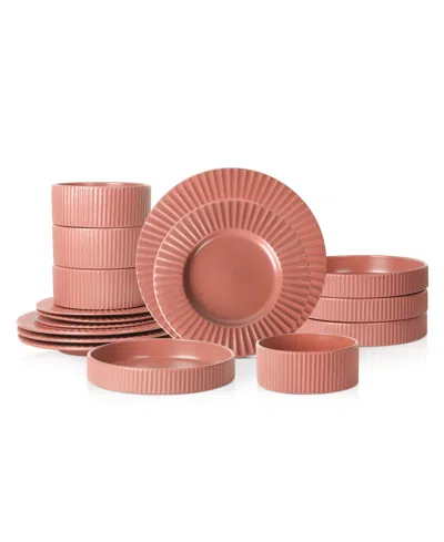 Christian Siriano Lusso 16 Pc. Dinnerware Set, Service For 4 In Redwood