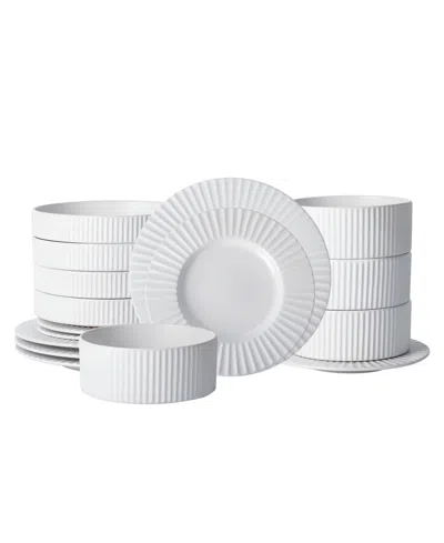 Christian Siriano Lusso 16 Pc. Dinnerware Set, Service For 4 In White