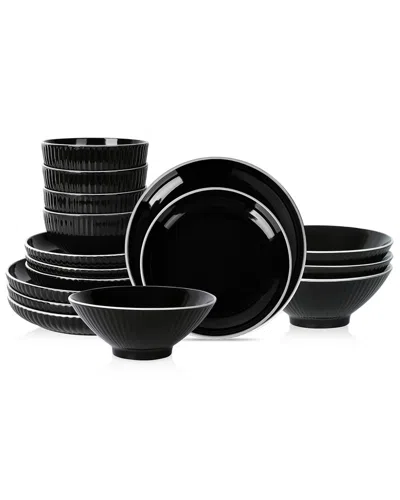 Christian Siriano Lustra 16pc Dinnerware Set In Black