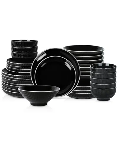 Christian Siriano Lustra 32pc Dinnerware Set In Black