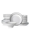 Christian Siriano Lustra Stoneware 16 Pc. Dinnerware Set, Service For 4 In White