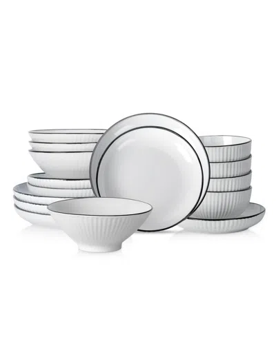 Christian Siriano Lustra Stoneware 16 Pc. Dinnerware Set, Service For 4 In White