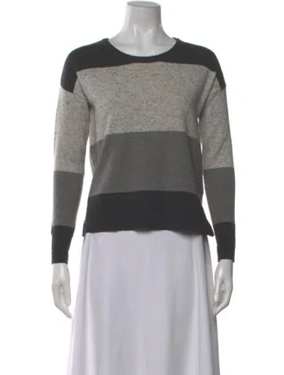 Pre-owned Christian Siriano Merino Wool Striped Sweater In Gray